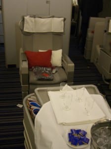 My Air France 1st Class Seat - complete with pajamas