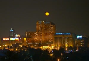 Full moon over Cairo on my last night in Egypt