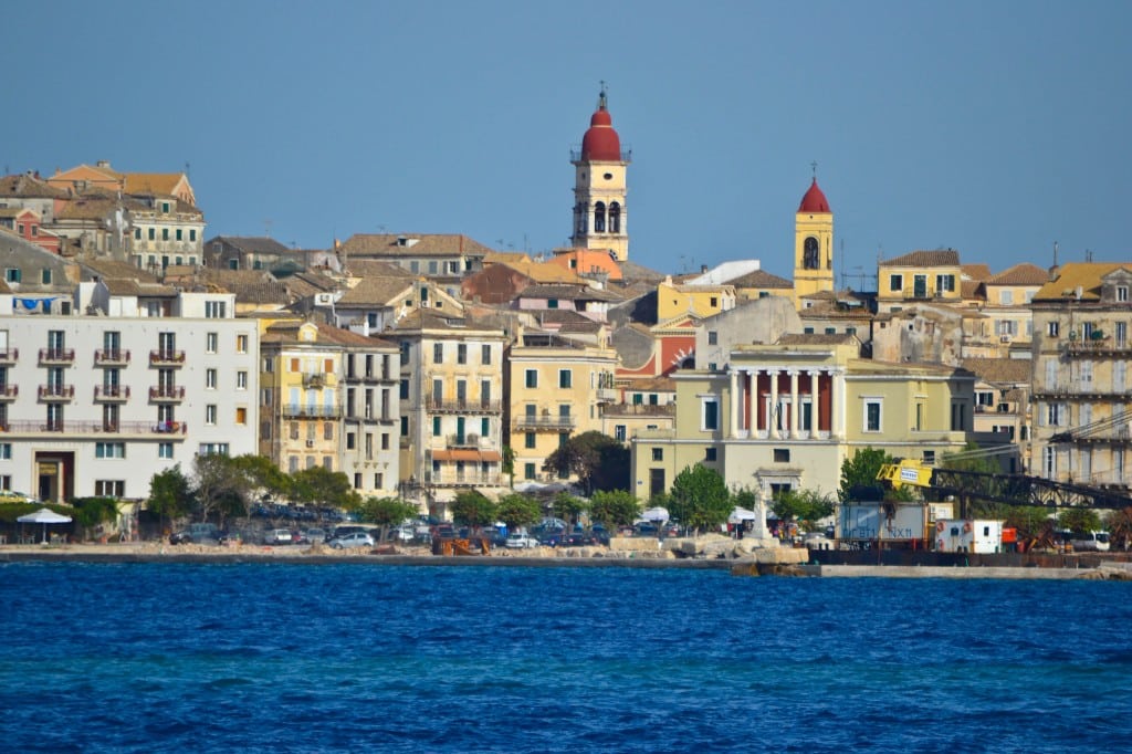 The view of Corfu Town from the Ionian Sea