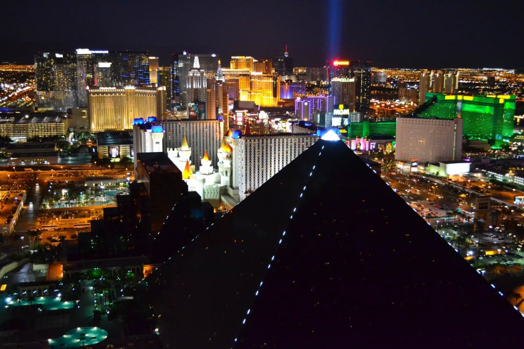 The nighttime view of the Las Vegas Strip