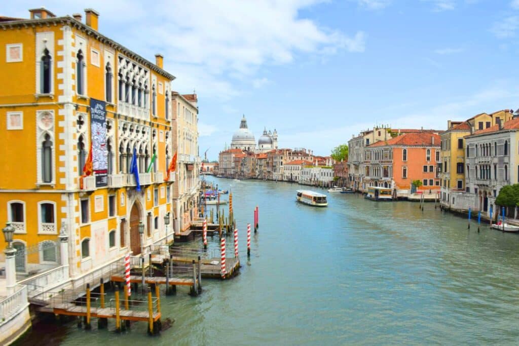 Gondola docks like the Grand Canal in Venice Italy