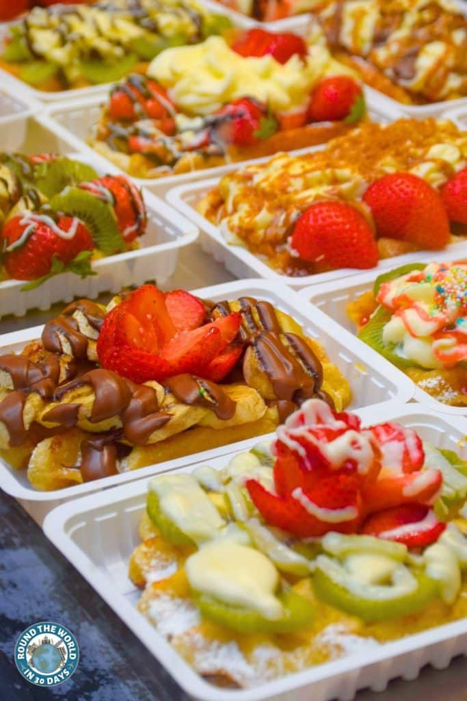 Belgian Waffles in Brussels with toppings