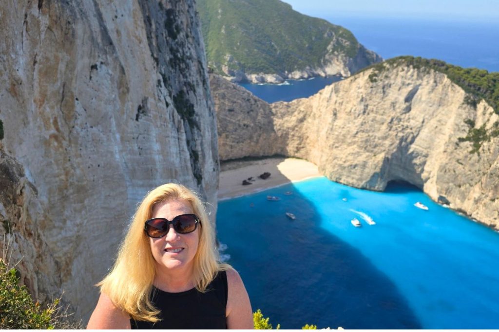 Jenny at Shipwreck Beach Zakynthos