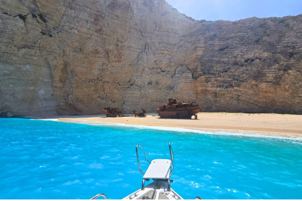 Shipwreck Beach from the Sea Zakynthos
