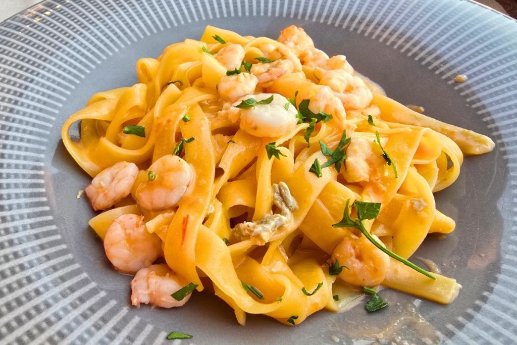 Shrimp Tagliatelle Al Porticciolo Cefalu